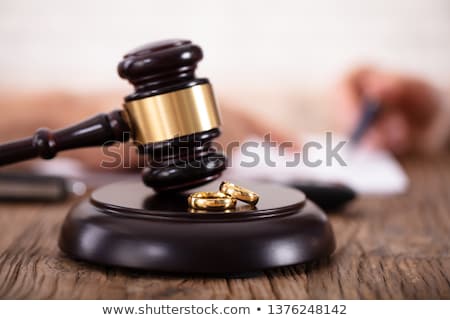 Stock foto: Wedding Rings On Sound Block In Courtroom