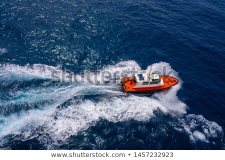 Stock photo: Pilots Boat Aerial View Sailing In Blue Ocean