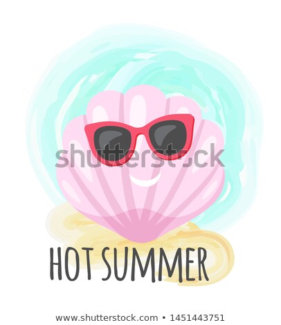 Stok fotoğraf: Smiling Shell In Glasses Hot Summer Card Vector