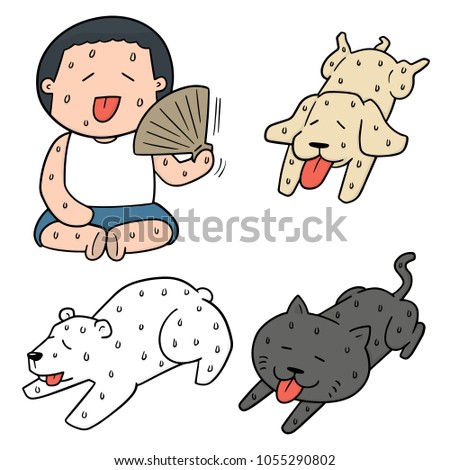 Vector Set Of Cat In Hot Weather Stock photo © olllikeballoon