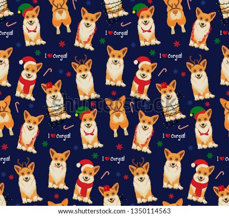 Foto d'archivio: Funny Christmas Seamless Pattern Graphic Print For Ugly Sweater Xmas Party Decoration With Santa