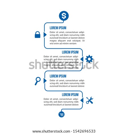 Foto stock: Vertical Curve Line Infographic Timeline With Extra Icons Vector Design Template Stock Vector Illu