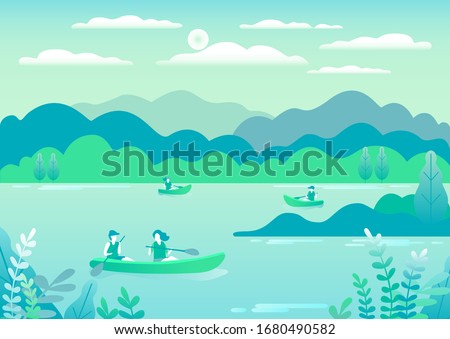 Stok fotoğraf: Rowing Sailing In Boats As A Sport Or Form Of Recreation Vector