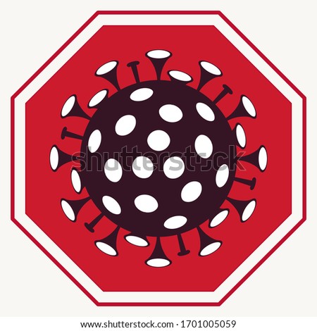 Stockfoto: Stop Virus Red Octagonal Sign Microbe Allergy Bacteria Pathogen Respiratory Infection Medical He