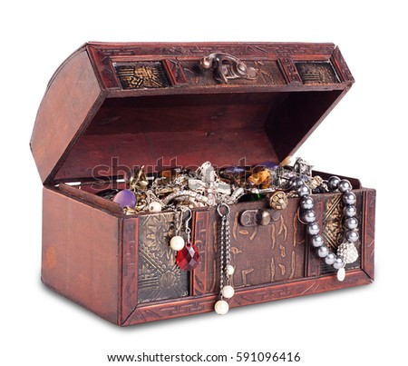 Foto d'archivio: Hidden Treasures Isolated Wealth And Gold Coins Precious Stone