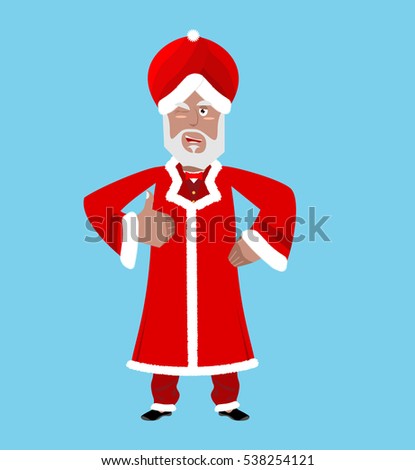 Stock fotó: Santa India Christmas Indian Claus Red Turban Fur East Grandp