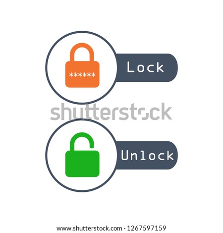 Zdjęcia stock: Lock Unlock Icon With Password Orange And Green In Trendy Flat Style Isolated On White Background S