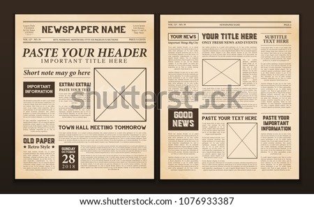 [[stock_photo]]: Newspaper Vector Headlines Text Articles Images World News Economy Headlines Tabloid Breaking