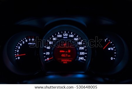 Stock fotó: The Instrument Panel In The Car The Speed Dial On The Dashboard