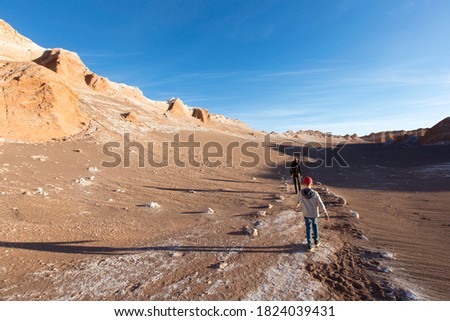 Stockfoto: Father And Son At The White Desert Traveling With Children Concept
