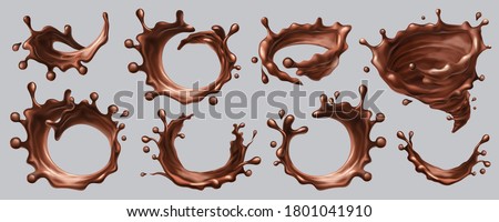 Stockfoto: Chocolate Splash Vector Creamy Wave Hot Sauce Coffee Brown Fluid Background Dessert Food 3d Re