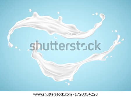 Foto d'archivio: Milk Splash Vector Cream Liquid Isolated Background White Drop Yogurt Wave 3d Realistic Illustr
