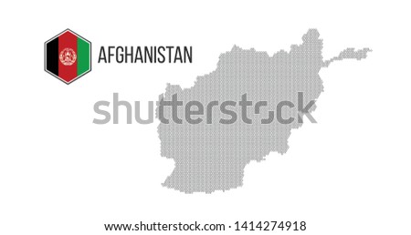 Stockfoto: Halftone Hexagonal Afghanistan Map Vector Geographic Map Combined Of Hexagonal Shapes Hexagonal Fl