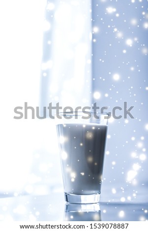 Stok fotoğraf: Magic Holiday Drink Pouring Organic Lactose Free Milk Into Glas