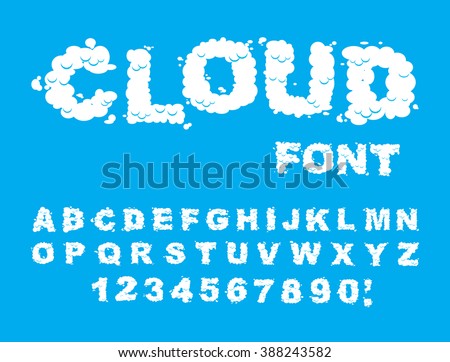 Zdjęcia stock: Cloud Font Sky Alphabet Cloudy Chubby Letters And Numbers Heaven Fluffy Typeface Vector