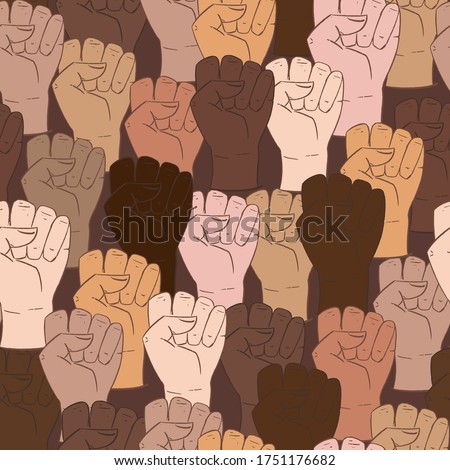 Stock photo: Black Lives Matter Seamless Pattern Stop Racism African American Woman Protest Against Violence