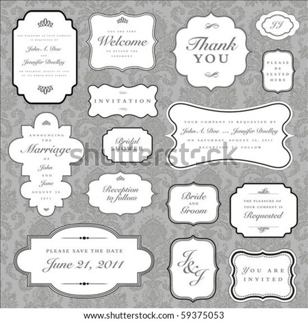 Foto d'archivio: Set Of Ornate Vector Frames And Ornaments With Sample Text Perf