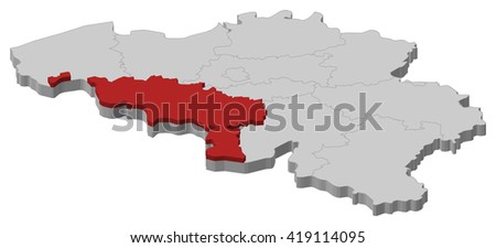 Map Of Belgium Hainaut Highlighted Foto stock © Schwabenblitz