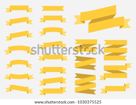 Stok fotoğraf: Vector Yellow Ribbons Set Elements Isolated On White Background