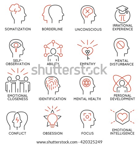 Foto stock: Body Parts Modern Simple Thin Line Design Icons Pictograms Set