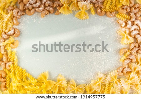 [[stock_photo]]: Pasta Background Decorative Border Of Assortment Different Kinds Italian Macaroni