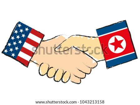 Foto stock: Kim Jong Un With Nuclear Missile On North Korea Flag Cartoon Vector Illustration April 27 2017