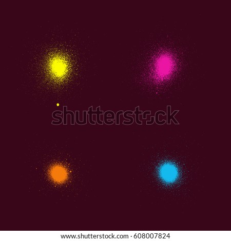 Stock photo: Graffiti Sprayed Dots Collection In Multiple Color Over Burgundy