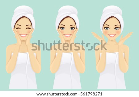 Stok fotoğraf: Beautiful Young Woman Perfect Face With Towel Skin Beauty Spa S