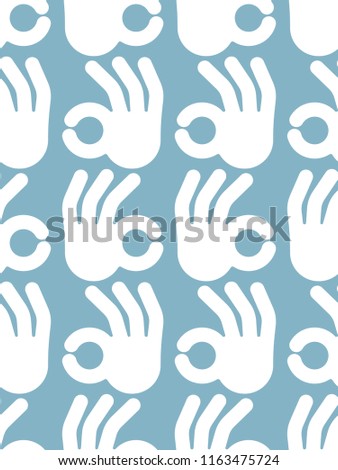 Stok fotoğraf: Okay Hand Sign Seamless Pattern Positive Consent Symbol Backgro