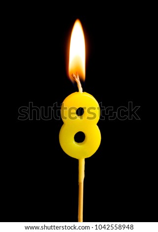 Stockfoto: 8 Number And Candles For Birthday Eight Figure For Holiday Cart