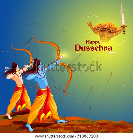 Lord Rama And Laxmana In Navratri Festival Of India Sale Promotion Ans Advertisement Poster For Happ Imagine de stoc © stockshoppe