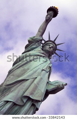 Foto stock: Declaration Of Independence The Statue Of Liberty At New York C