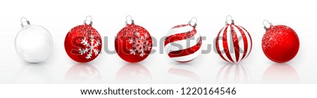 Сток-фото: Transparent And Blue Christmas Ball With Snow Effect Set Xmas Glass Ball On White Background Holid