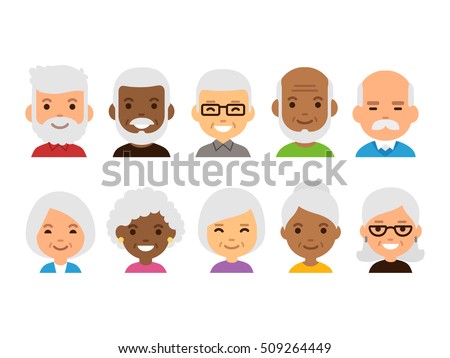 Foto d'archivio: Asian Old Woman Vector Senior Person Aged Elderly People Activity Beautiful Face Emotions Var