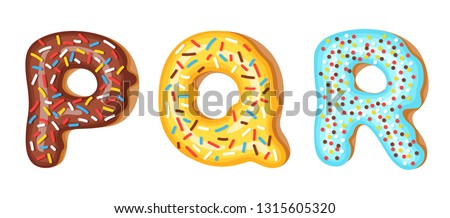 Stock foto: Donut Icing Upper Latters - P Q R Font Of Donuts Bakery Sweet Alphabet Donut Alphabet Latters A