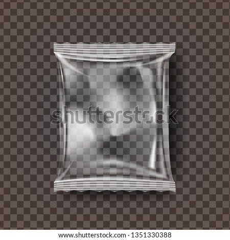 ストックフォト: Plastic Snack Packaging Vector Transparent Pillow Bag Wrap Empty Product Polyethylene Mock Up Temp