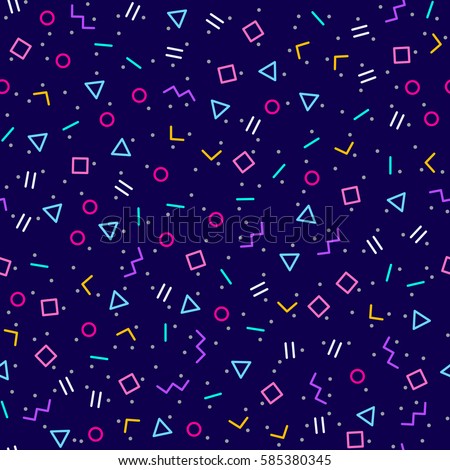 Stok fotoğraf: Seamless Graphic Pattern 80s 90s Styles On Color Blue Background