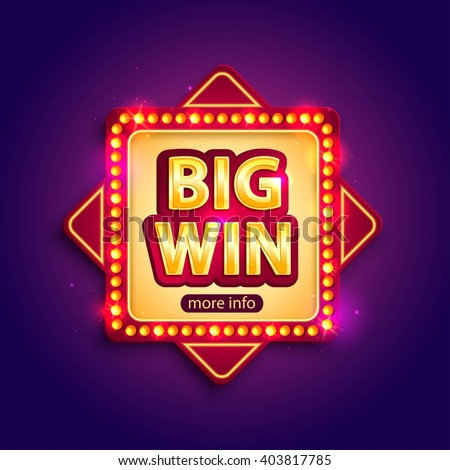 Stock foto: Big Win Banner With Gold Text For Casino Machines Gambling Games Success Prize Lucky Winner Vec