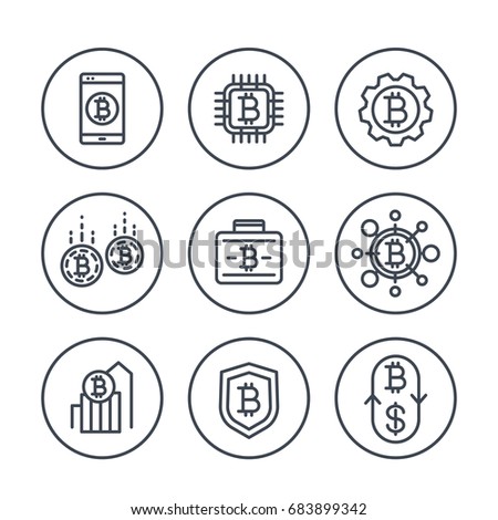 Foto stock: Exchange Bitcoin To Dollar Icon Usd And Btc Symbols Cryptocurrency Mining Blockchain Technology