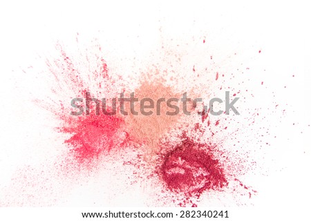 ストックフォト: Makeup Brushes On White Background With Colorful Pigment Powder