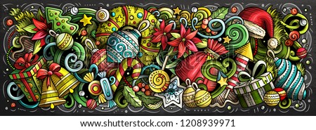 [[stock_photo]]: 2020 Doodles Horizontal Illustration New Year Objects And Elements Poster