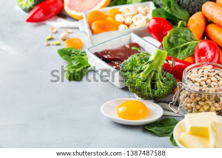 Stok fotoğraf: Balanced Diet Nutrition For Liver Healthy Clean Eating Concept