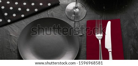 ストックフォト: Empty Tableware With Red Napkin Food Styling Plating Props Del