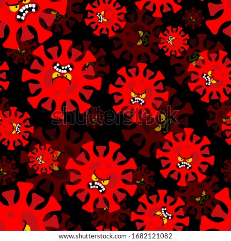 Stock foto: Angry Coronavirus Pattern Seamless Evil Virus Background Globa