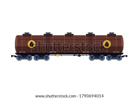 Сток-фото: Large Oil Rail Tank Gasoline And Petroleum Production And Transportation Industry Flat Style Vector