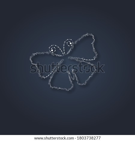 Foto stock: Of A Blue Background Butterflies And Stars With Precious Stones