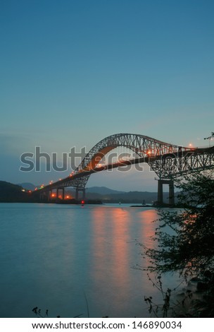 Foto stock: Trans American Bridge In Panama Connected South And North Americ