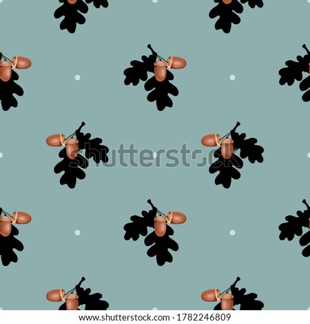 [[stock_photo]]: Old Grunge Paper With Autumn Oak Leaves And Acorns On The Abstra