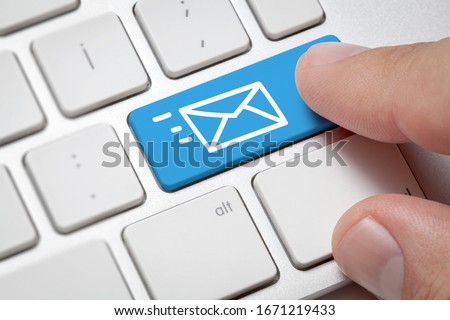 Foto d'archivio: Hands With Envelope E Mail Global Communications Mail Or Cont