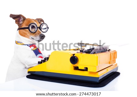 [[stock_photo]]: Secretary Typewriter Dog